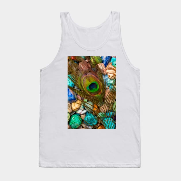 Peacock Feather On Polished Colored Stones Tank Top by photogarry